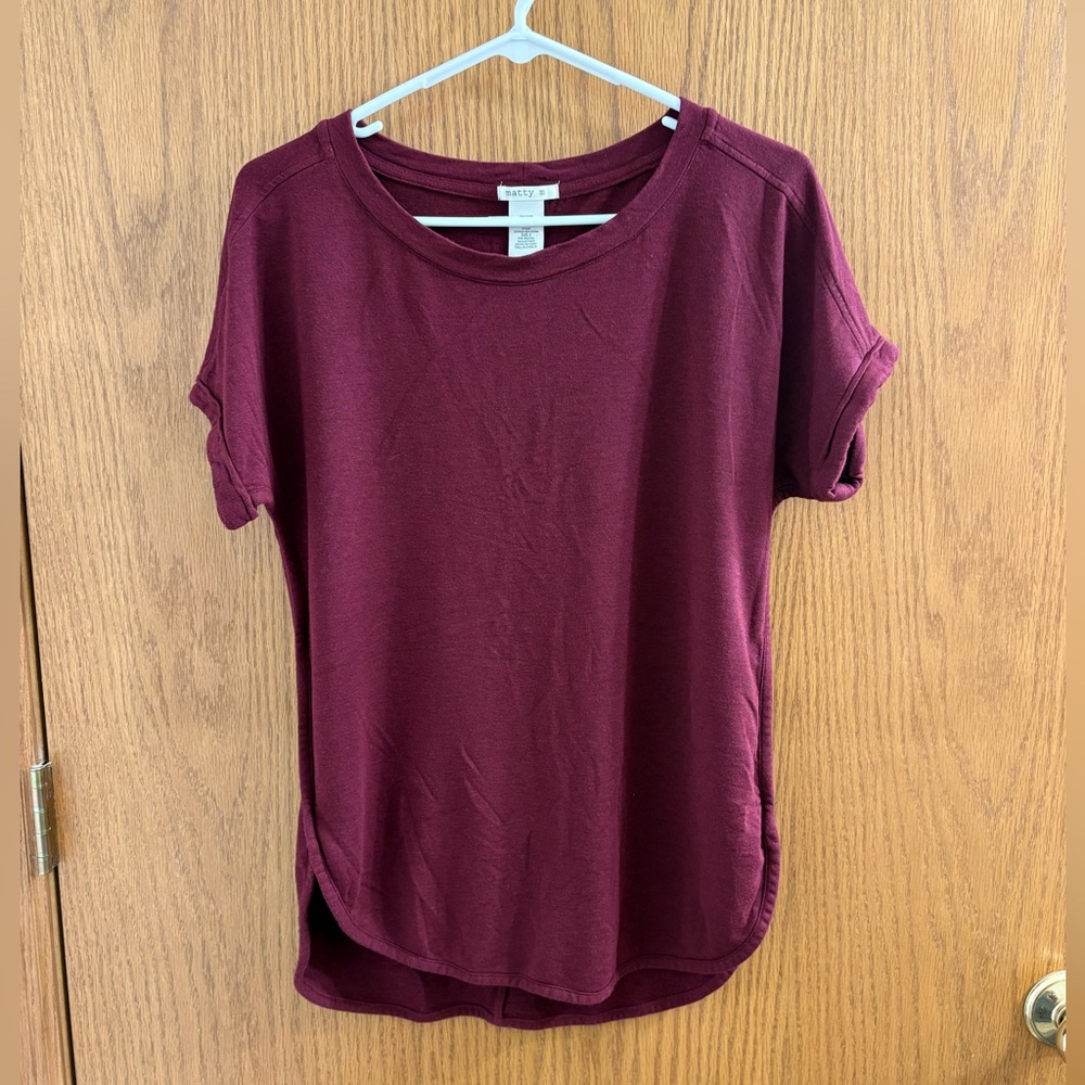 Matty M Burgundy Short Sleeve Tee Small
